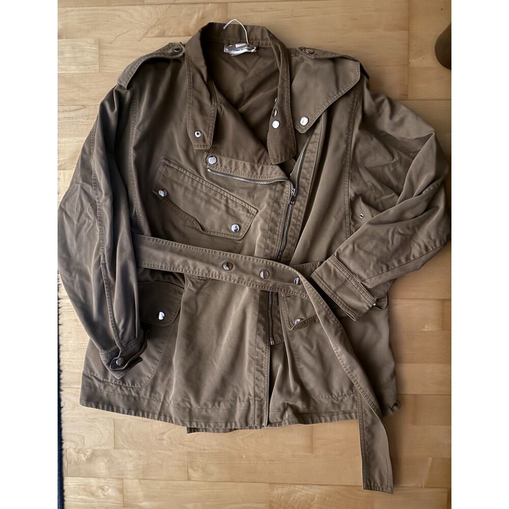 VICTORIA BECKHAM Belted Trench Jacket Brown Khaki Bi-color US 8 - Picture 3 of 5